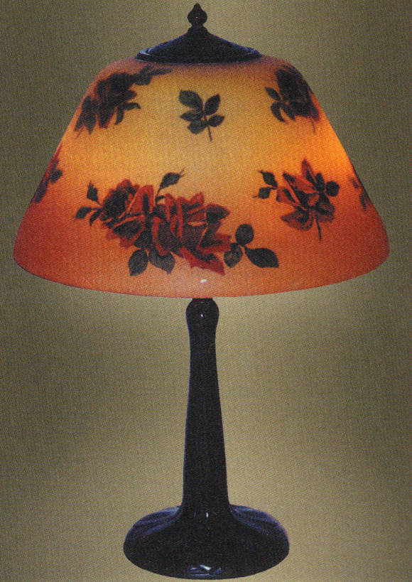 Handel Lamp with Red Roses