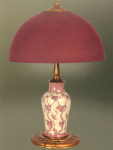 Handel Lamp with Maroon Shade and Base