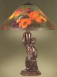 Handel Lamp with Orange Poppy Flowers