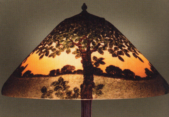 Handel Lamp with Painted Tree