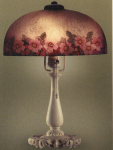 Handel Lamp with Reverse Painted Flowers